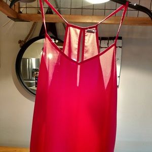 Paper Crane coral v-neck keyhole tank